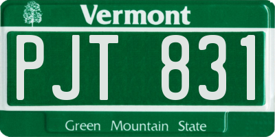VT license plate PJT831