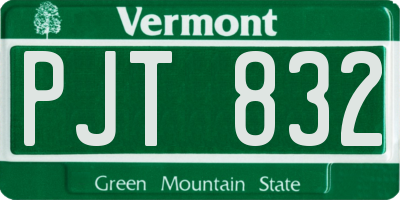 VT license plate PJT832