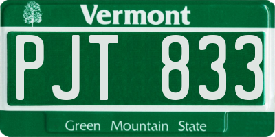 VT license plate PJT833