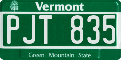 VT license plate PJT835