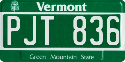 VT license plate PJT836
