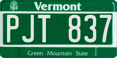 VT license plate PJT837