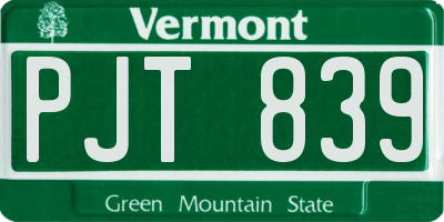 VT license plate PJT839