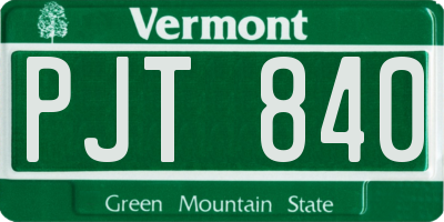VT license plate PJT840