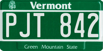 VT license plate PJT842