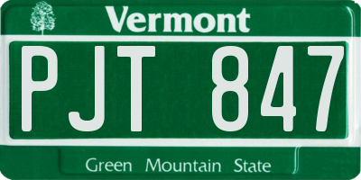 VT license plate PJT847