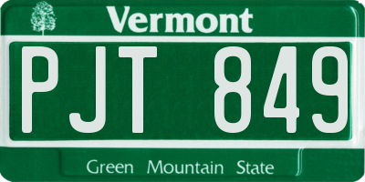 VT license plate PJT849