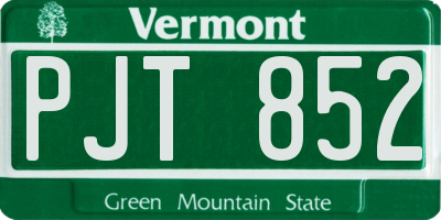VT license plate PJT852