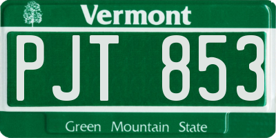 VT license plate PJT853