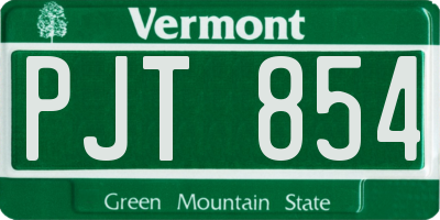 VT license plate PJT854