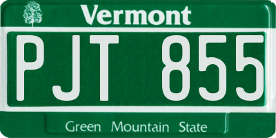 VT license plate PJT855
