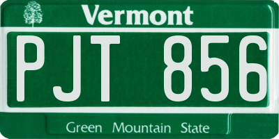 VT license plate PJT856
