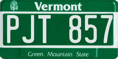 VT license plate PJT857