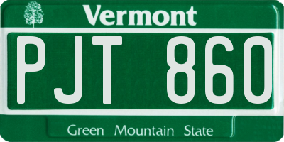 VT license plate PJT860