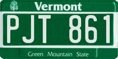 VT license plate PJT861