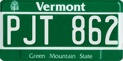 VT license plate PJT862