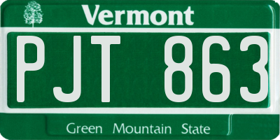 VT license plate PJT863