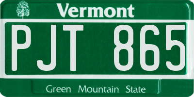 VT license plate PJT865
