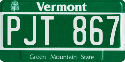 VT license plate PJT867