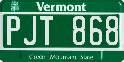 VT license plate PJT868