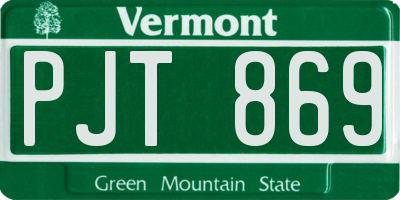 VT license plate PJT869