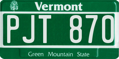 VT license plate PJT870