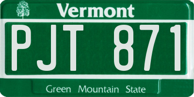 VT license plate PJT871