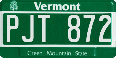 VT license plate PJT872