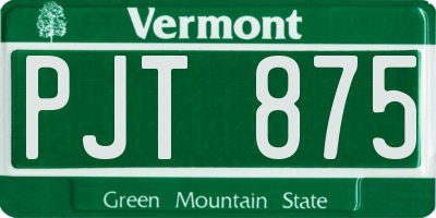 VT license plate PJT875