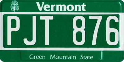 VT license plate PJT876