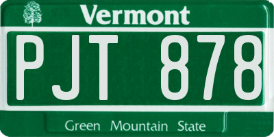 VT license plate PJT878