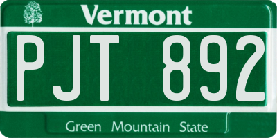 VT license plate PJT892