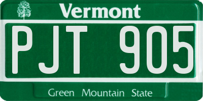 VT license plate PJT905