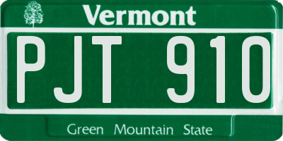 VT license plate PJT910