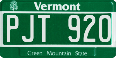 VT license plate PJT920