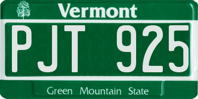 VT license plate PJT925