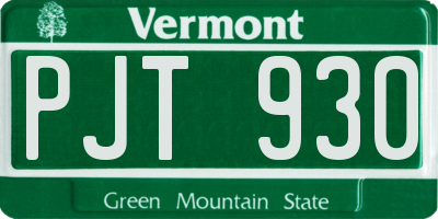VT license plate PJT930