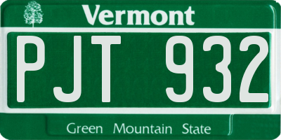 VT license plate PJT932