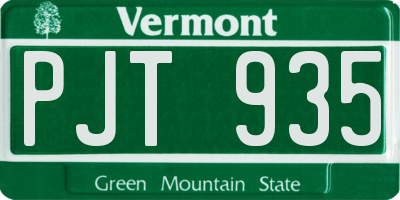 VT license plate PJT935