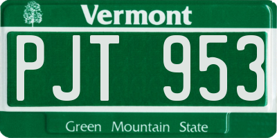 VT license plate PJT953