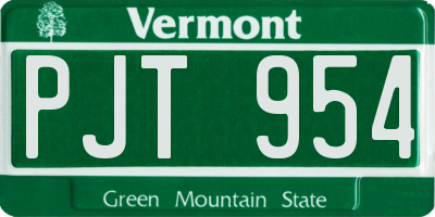 VT license plate PJT954