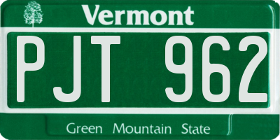 VT license plate PJT962