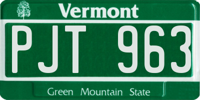 VT license plate PJT963