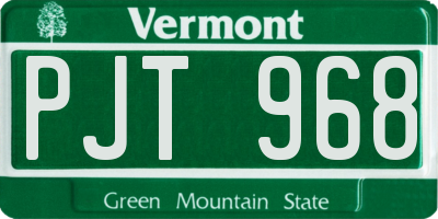 VT license plate PJT968
