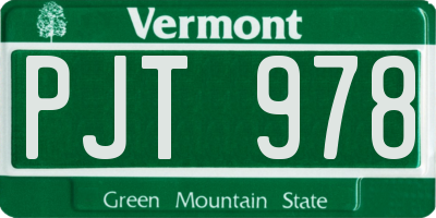 VT license plate PJT978