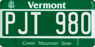 VT license plate PJT980