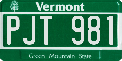 VT license plate PJT981