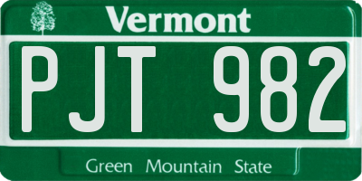 VT license plate PJT982