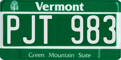 VT license plate PJT983