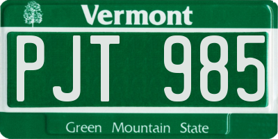 VT license plate PJT985